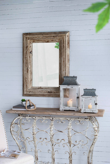 Wooden Candle Lantern Decorative, Hurricane Lantern Holder Decor For Indoor Outdoor, Home Garden Wedding - White