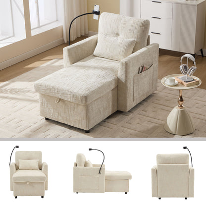 Multifunctional Chenille Recliner Sofa With Storage And Phone Bracket