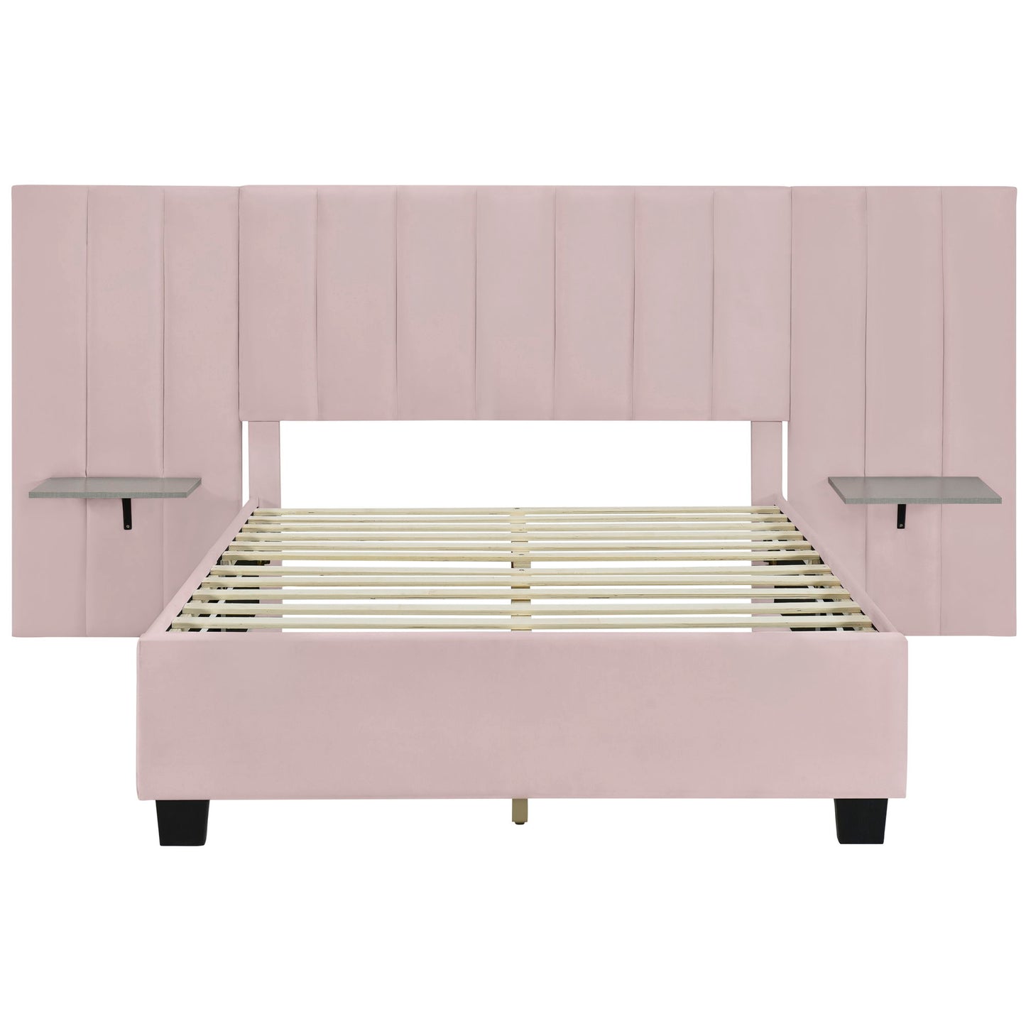 Upholstered Platform Bed With Big Headboard
