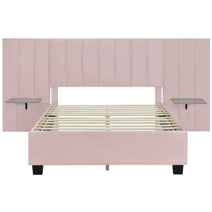 Upholstered Platform Bed With Big Headboard