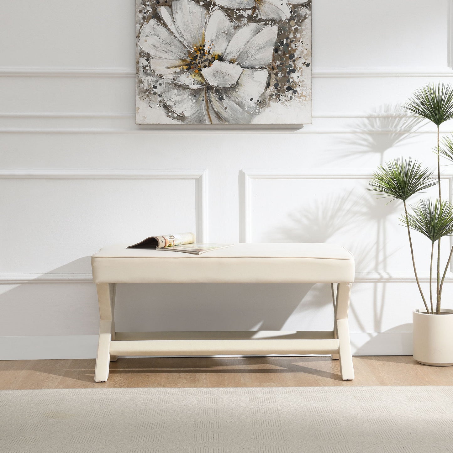 Comfort Double Bench Upholstered With X Crossed Legs