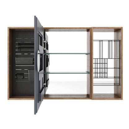 Wall Mounted Bathroom Mirror Cabinet With Storage - Imitative Oak