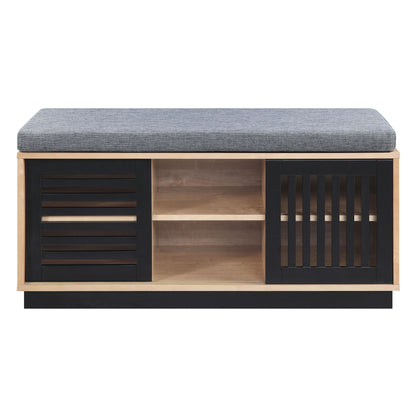 Gamaliel - Bench With Storage - Oak / Espresso