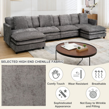 Modular U Shaped Sofa, With Adjustable Layout For Comfort And Durability - Gray