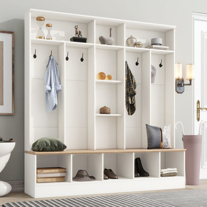 Minimalist Shoe Cabinet With Cube Storage & Shelves