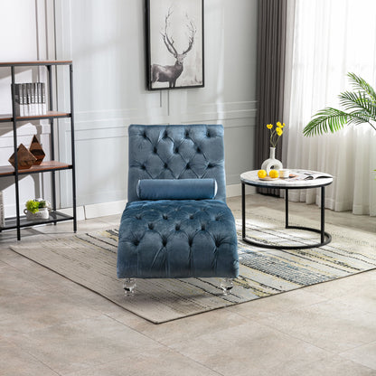 Velvet Chaise Lounge Indoor, Button Tufted Upholstered Chaise Lounge Chair With Pillow