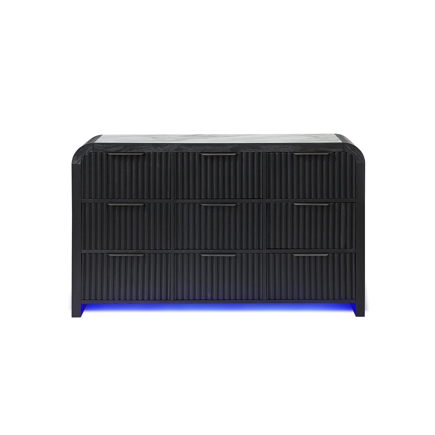 Beverly - Dresser With LED Light, Edge Pulls - White / Black