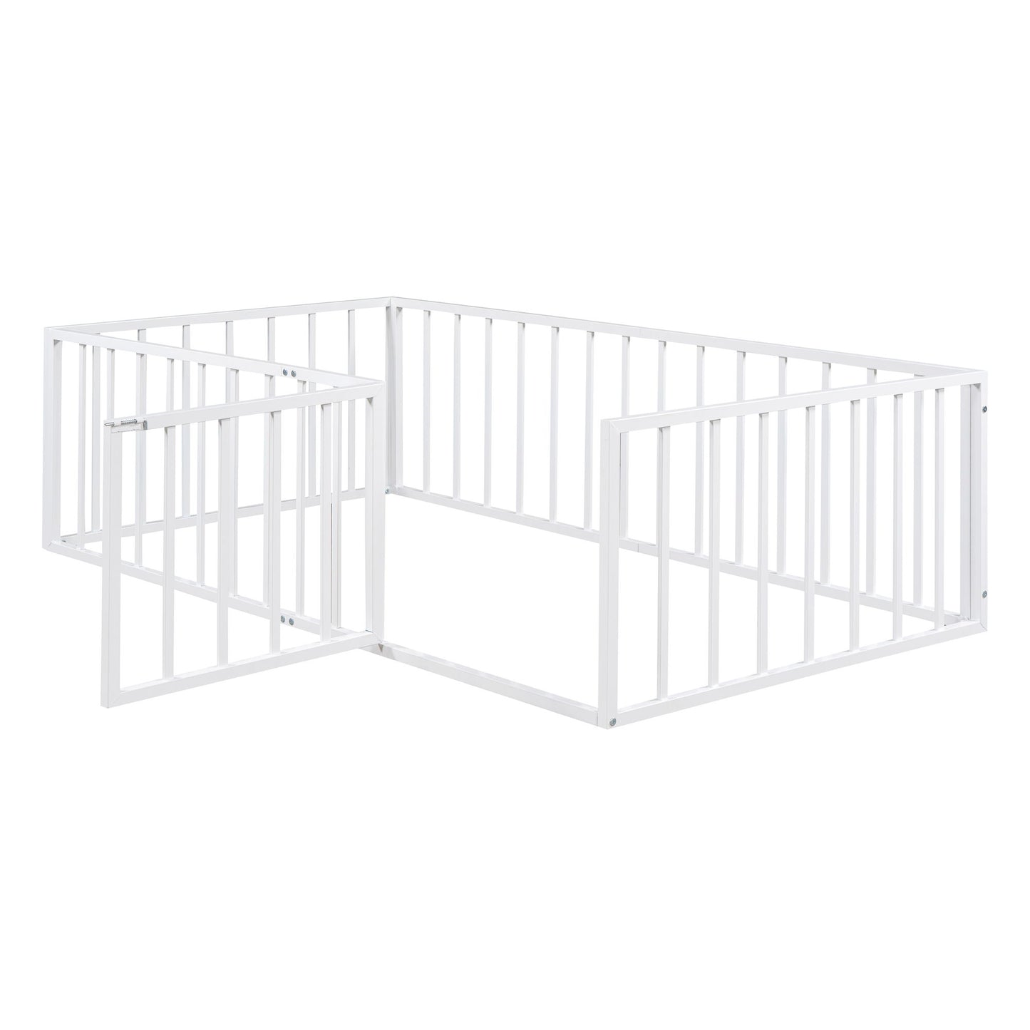 Metal Floor Bed Frame With Fence And Door