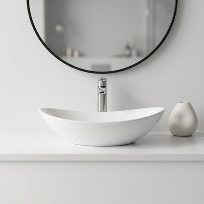 Oval Vessel Bathroom Sink Bowl - White