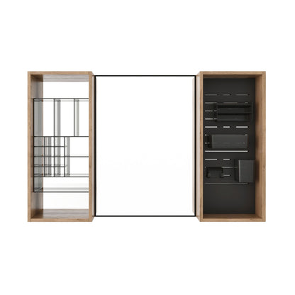 43.5" Mirror Cabinet With Storage, Wall Mounted Medicine Cabinet Frame With Shelves - Imitative Oak