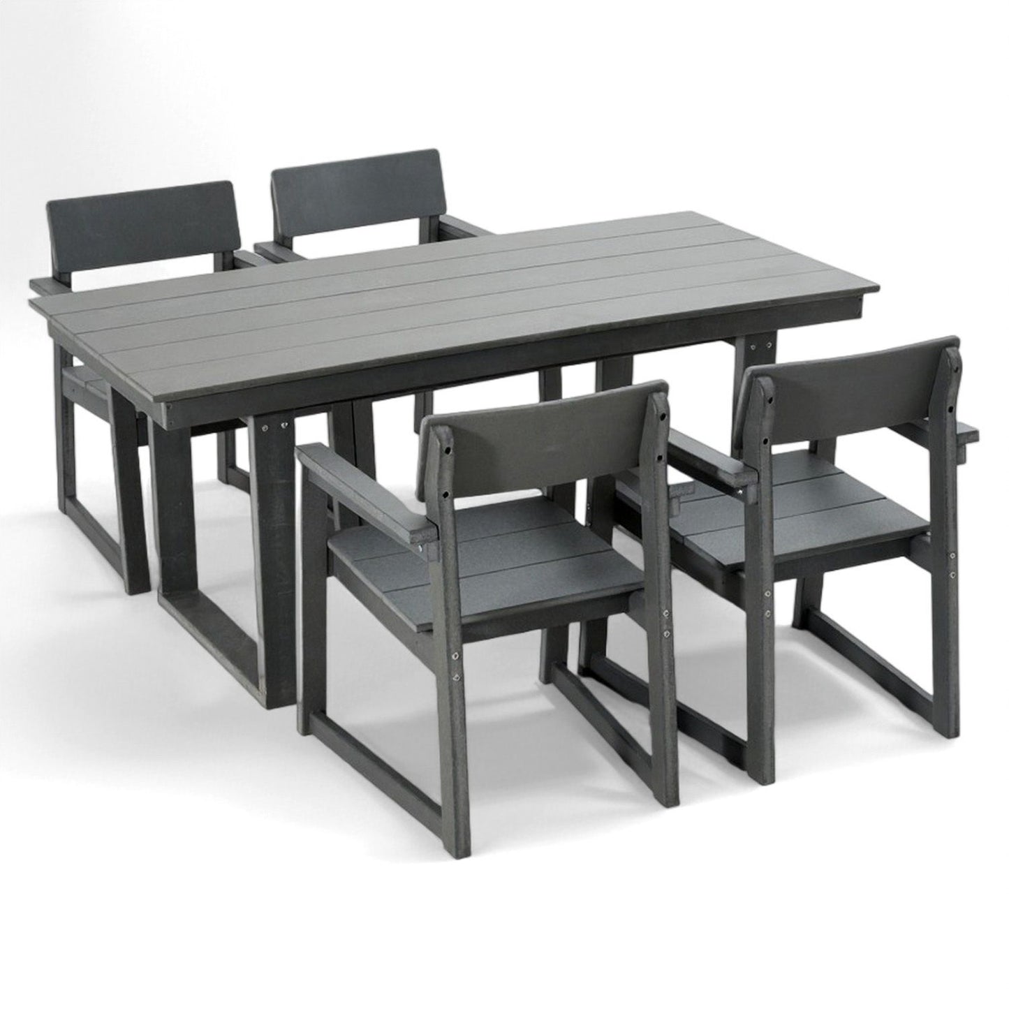 5 Piece Outdoor Dining Set, Table With Umbrella Hole And 4 Armrest Chairs