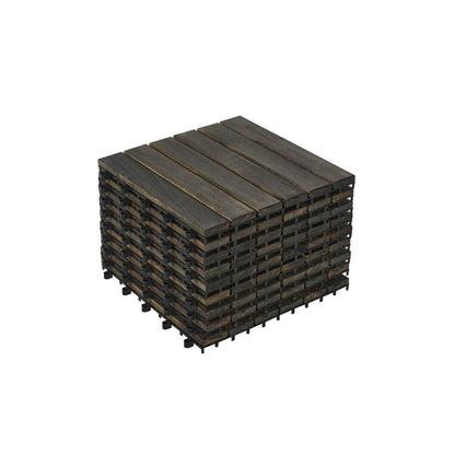 Acacia Hardwood Interlocking Deck Tiles, Striped Pattern