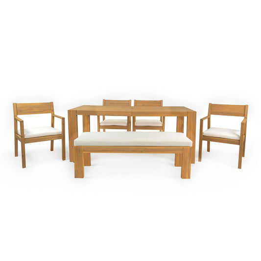 Outdoor Dining Set Rectangular Table With Umbrella Hole
