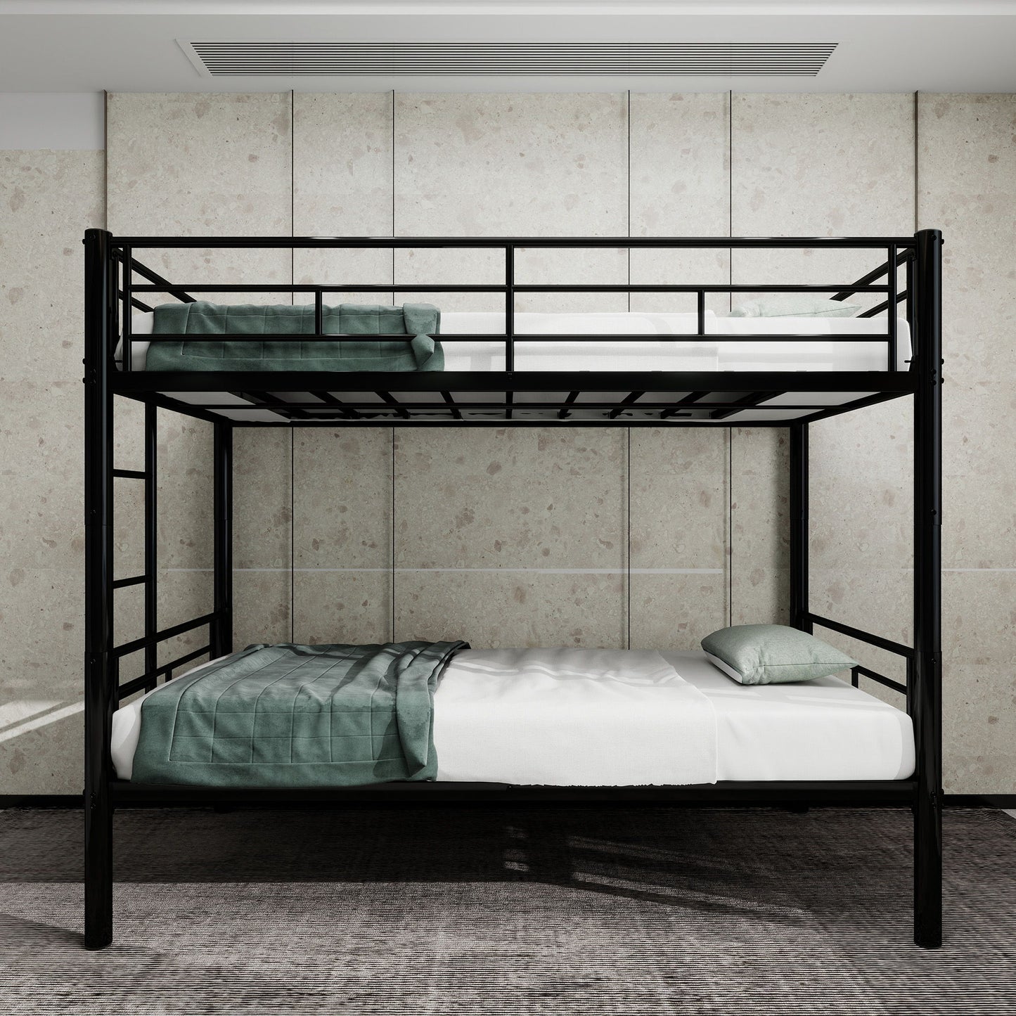 Bunk Bed For Kids, Convertible Frame With Ladders & Guardrail