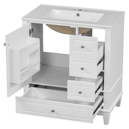 Freestanding Bathroom Vanity With Sink, Soft Close Door, 3 Drawers