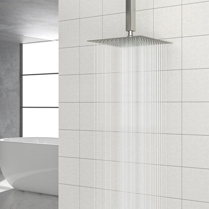 Modern 10" Square Rainfall Shower Head & Stainless Steel Wall Or Ceiling Mount Luxury Spa Shower Panel