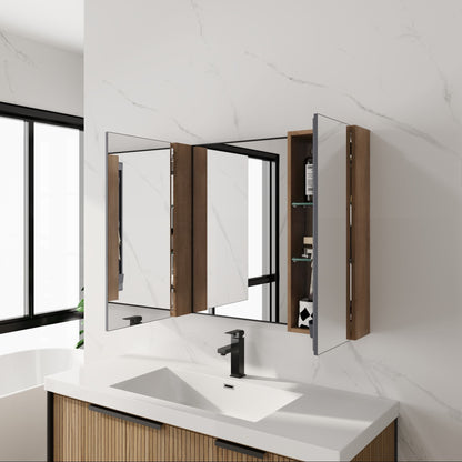 43.3" Wall Mounted Bathroom Cabinet With Adjustable Shelves, Door Storage Cabinet - Imitative Oak