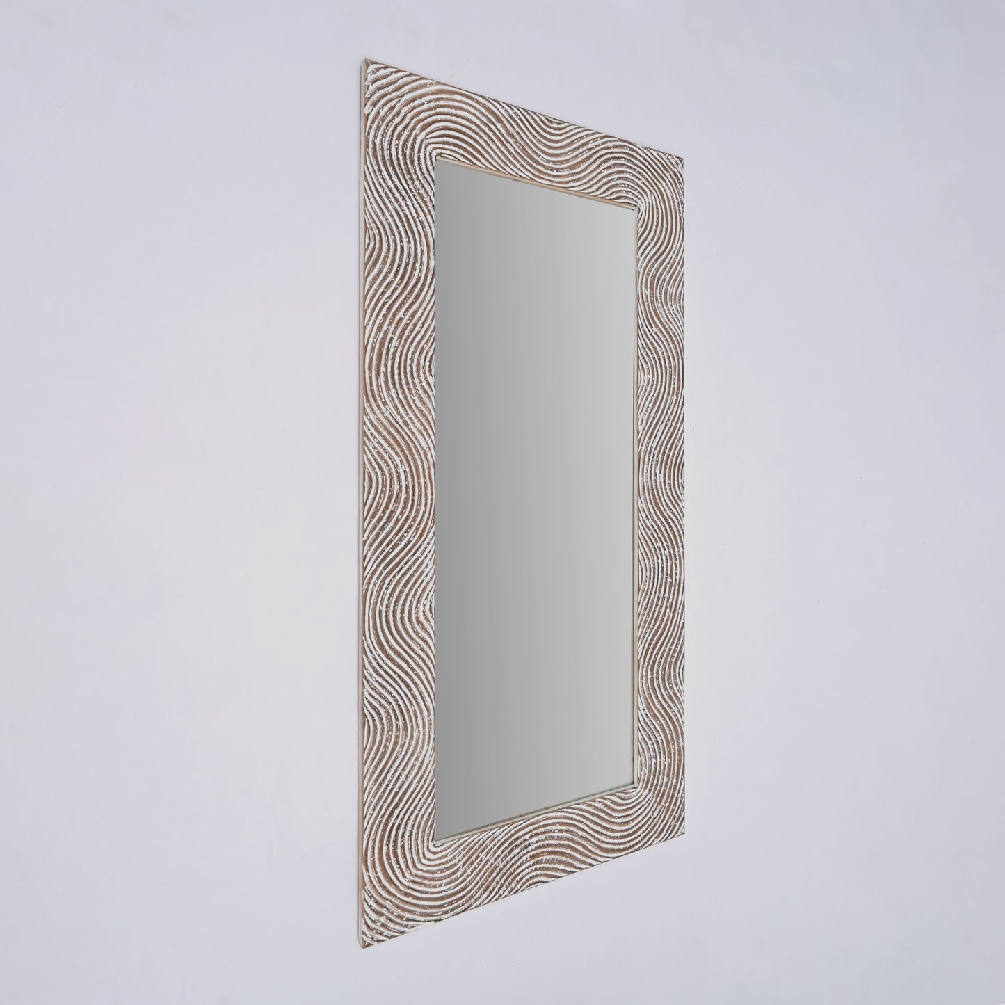 Handcarved Rectangle Mirror Accent With 3mm Glass - Antique White