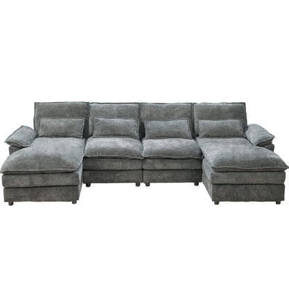 Modular Sectional Sofa Cloud Couch With Double Chaise Lounge