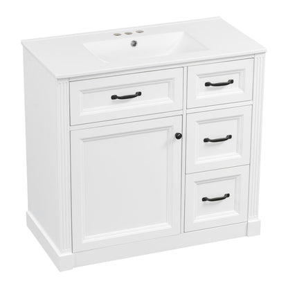 Modern Bathroom Vanity With Sink, 4 Drawers, Soft-Close Door, Adjustable Shelf