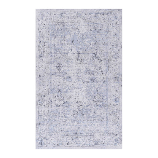 Maval - 4' X 6' Area Rug Washable - Blue / Cream