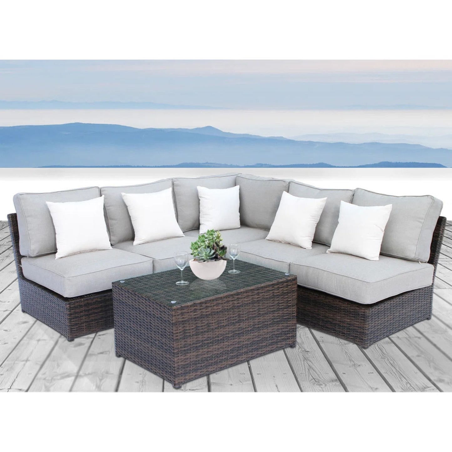 Modular 4 Person Outdoor Seating Group With Cushions - Espresso
