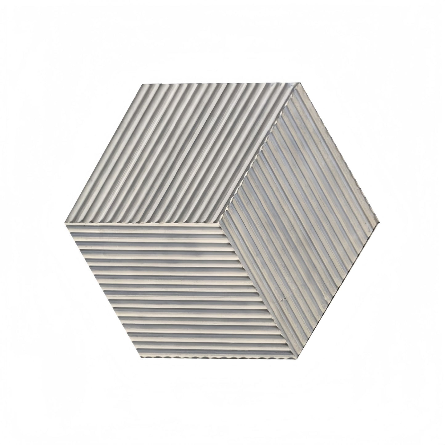 Hexagon Natural Stone Marble Tile, 3D Fluted (Set of 12)