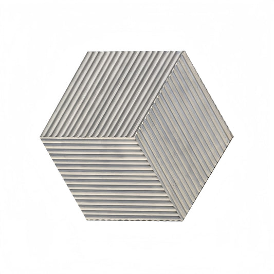 Hexagon Natural Stone Marble Tile, 3D Fluted (Set of 12)