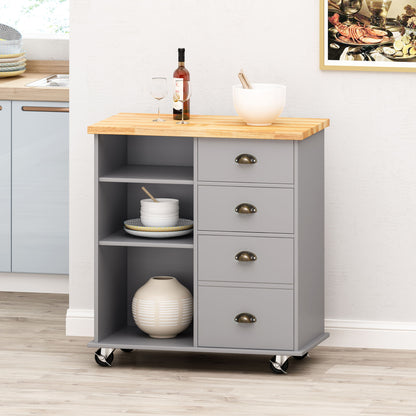 Yohaan - Contemporary Kitchen Cart With Wheels