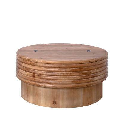 Round Wooden Coffee Table With Hidden Storage, Modern Rustic Centerpiece For Living Room - Multi / Natural / Rustic