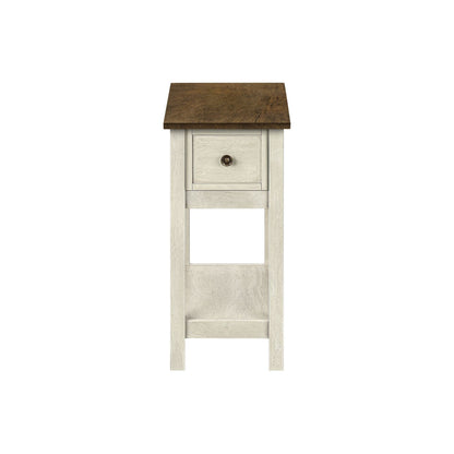 Accent End Table, 2 Tier, Narrow, Lamp, Storage Drawer, Charming Design
