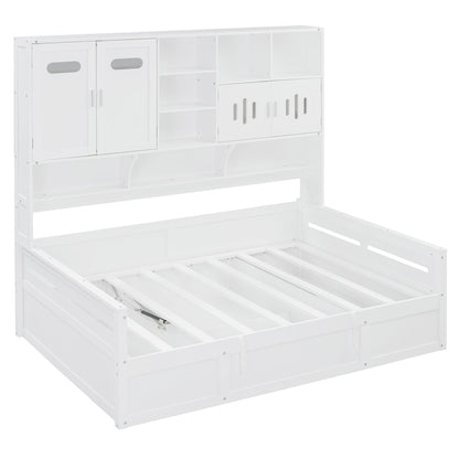 Daybed With All-In-One Cabinet And Shelf