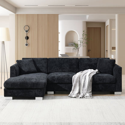 Modern Cloud Sectional Sofa L Shaped Luxury Couch Set With 2 Free Pillows 4 Seat With Oversized Chaise