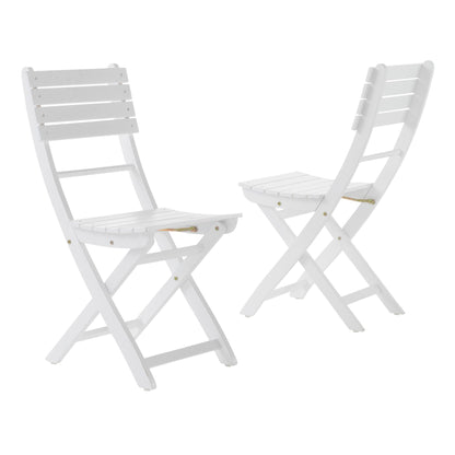 Outdoor Foldable Wood Dining Chair With Slat Design (Set of 2)