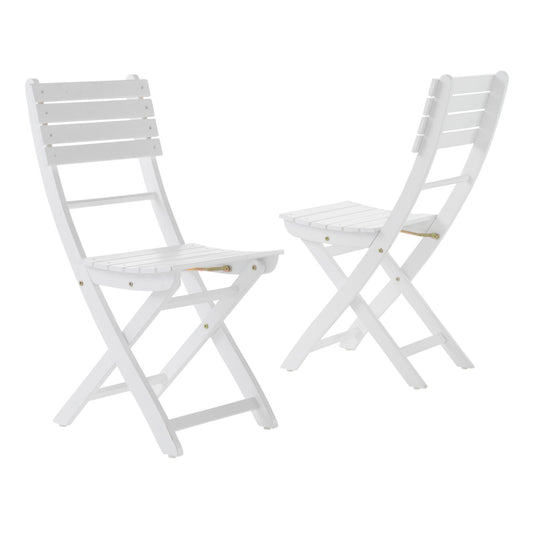 Outdoor Foldable Wood Dining Chair With Slat Design (Set of 2)