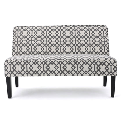 Contemporary Loveseat With Upholstered Fabric And Birch Wood Legs - Gray