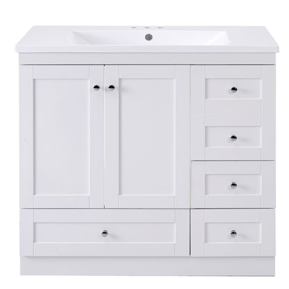 Shaker Free Standing Bathroom Vanity Cabinet With Sink, Soft Close Drawers, Soft Close Doors