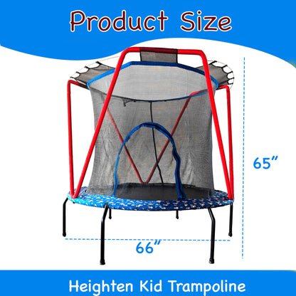 Trampoline, Toddler Indoor / Outdoor With Heighten Net, No Gap Design For Kids - Baby Blue
