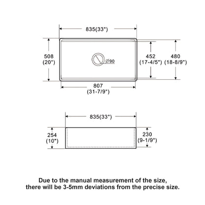 Kitchen Sink Workstation 33" Single Bowl Sink With Work Surface - White