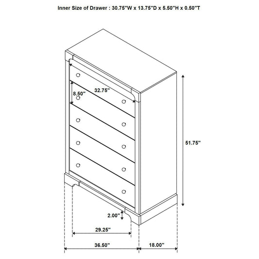 Harbington - 5 Drawer Chest - Chocolate