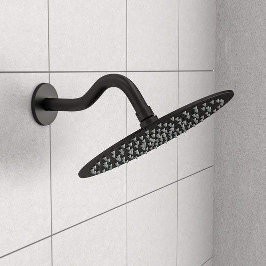 8" Shower Arm With Flange, Adjustable Angles - Matte Black