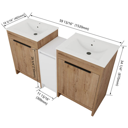 Freestanding Bathroom Vanity & Sink, Storage Cabinets, Soft Closing Doors