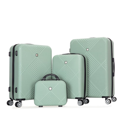 4 Piece Lightweight Suitcase, Makeup Box, Aircraft Wheels
