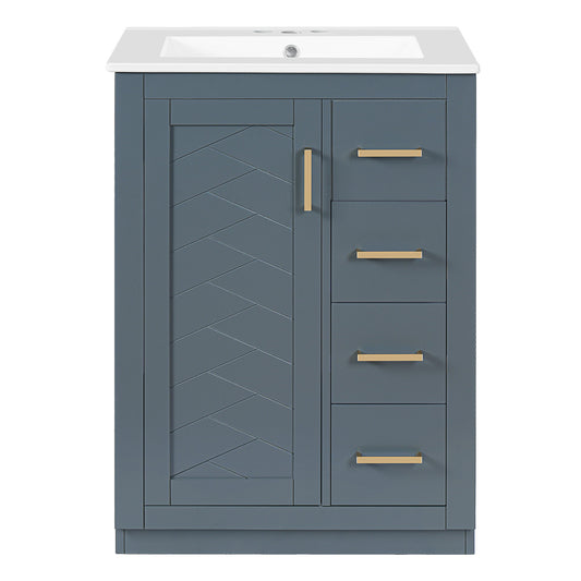 Modern Bathroom Vanity With 1 Door And 3 Drawers