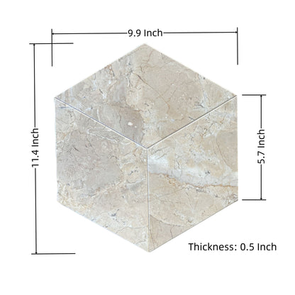 Hexagon Natural Marble Polished Tile For Wall And Floor (Set of 12)