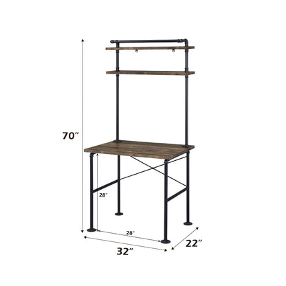 Ensata - Rustic Writing Desk - Black / Oak