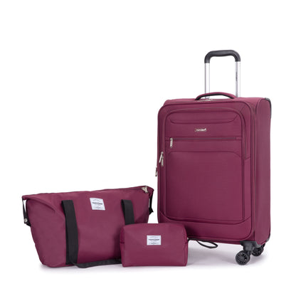 3 Piece Luggage Sets, Softshell Suitcase Spinner Wheels