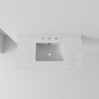 Basin Sink, Triple Faucet Holes, 2" Thick Rim, Sink Only