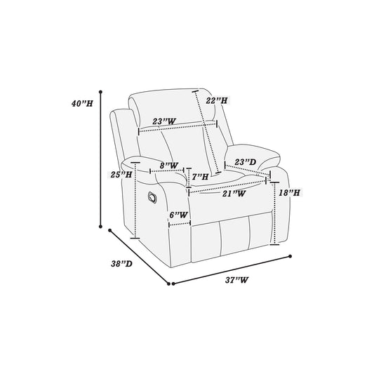 Leatherette Recliner With Pillow Arms And Headrest For Living Room - Brown