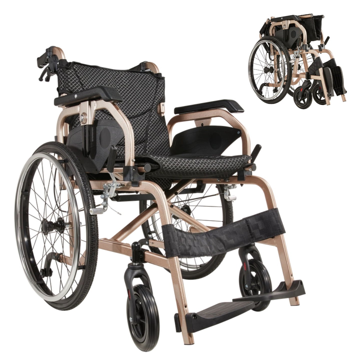 Premium Lightweight Foldable Transport Wheelchair For Adults